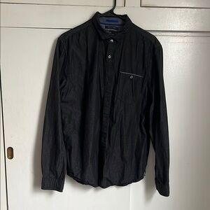 Denim and Flower Button-Up Shirt